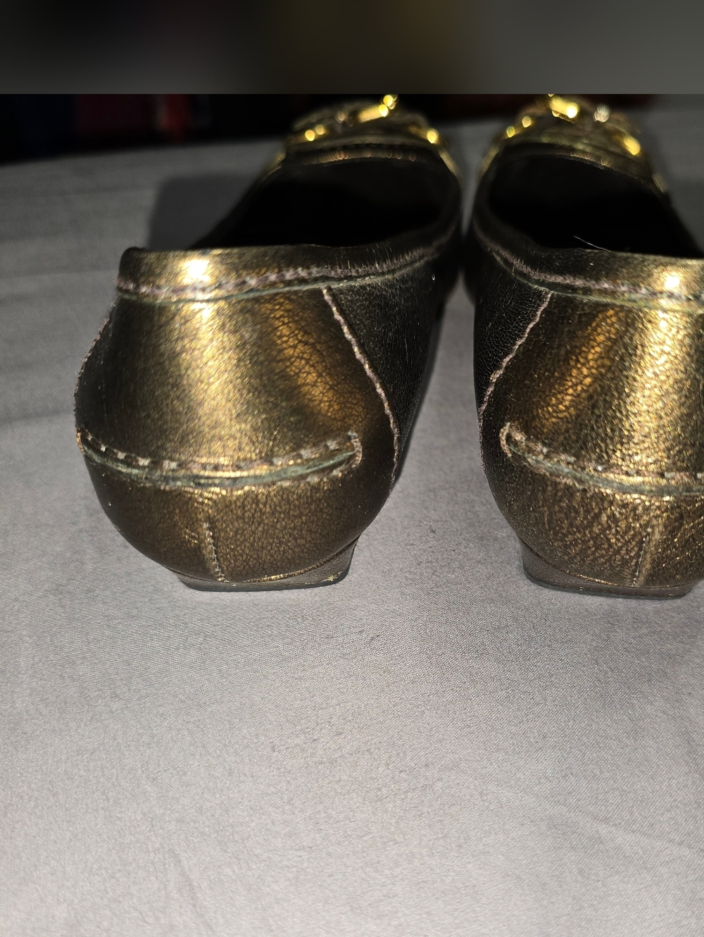 Prada Metallic Gold Pointed Toe Kitten Block Heel With Buckle Accent Size 38 - Picture 5 of 9